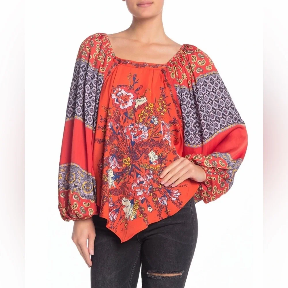 Free People Positano Printed Blouse